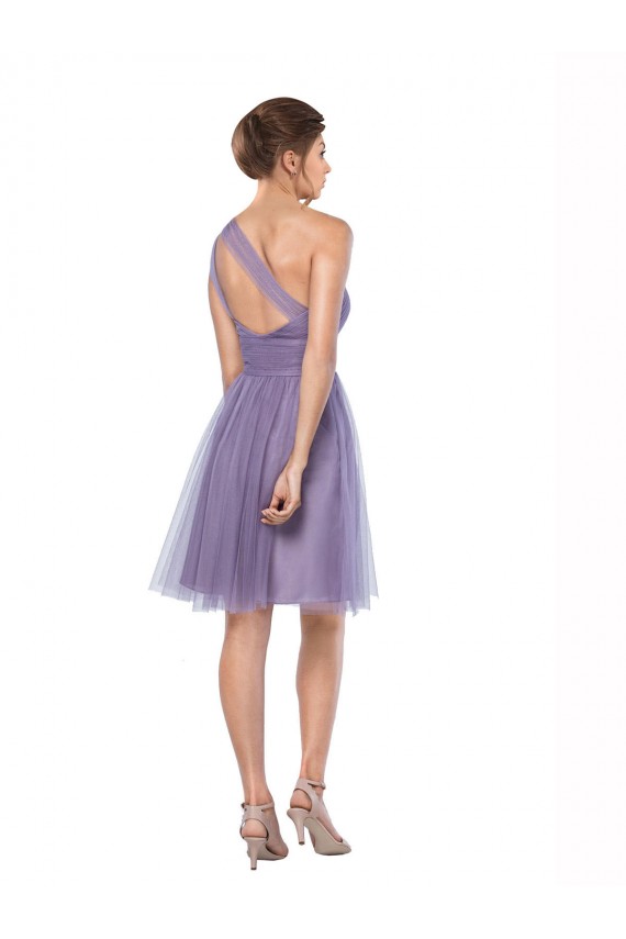 Tulle Long One Shoulder Watermelon A-Line Bridesmaid Dress Plymouth