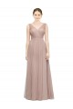 Tulle Long V-Neck Blush A-Line Bridesmaid Dress Plymouth