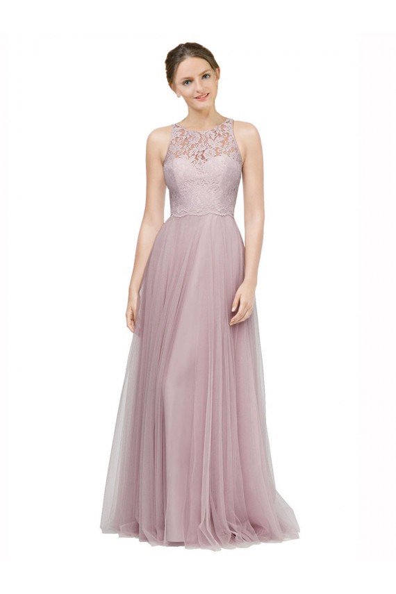 Tulle & Lace Long Sweetheart Light Lilac A-Line Bridesmaid Dress Plymouth