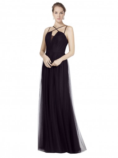 Tulle Long Spaghetti Straps A-Line Bridesmaid Gown Plymouth