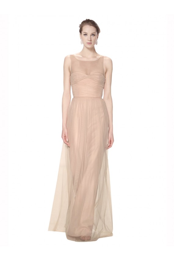 Tulle Long Illusion Neck Sheath Bridesmaid Dress Plymouth
