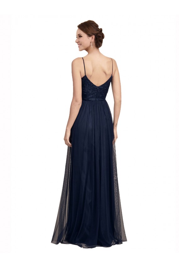 Tulle & Lace Long Spaghetti Straps A-Line Bridesmaid Dress Plymouth