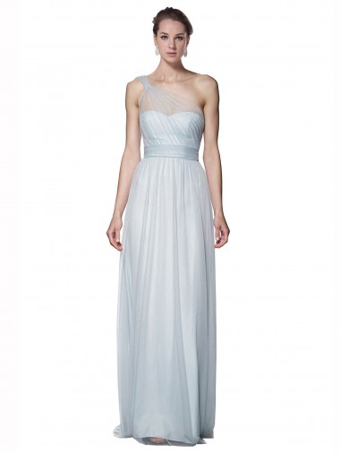 Tulle Long One Shoulder Mist A-Line Bridesmaid Dress Plymouth