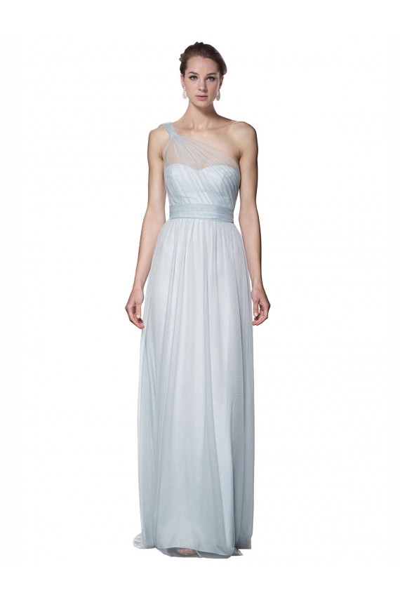 Tulle Long One Shoulder Mist A-Line Bridesmaid Dress Plymouth