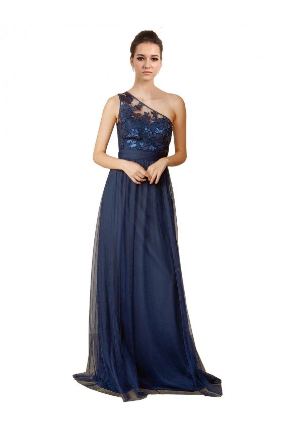 Tulle Sweep Train One Shoulder A-Line Bridesmaid Dress Plymouth