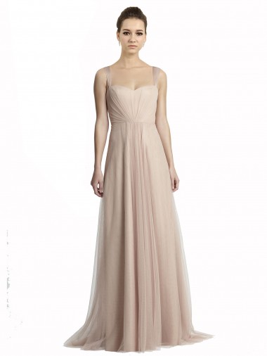 Tulle Long Square Neck A-Line Bridesmaid Evening Dress Plymouth