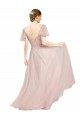 Tulle Long V-Neck Pink A-Line Formal Dress / Bridesmaid Dress Plymouth