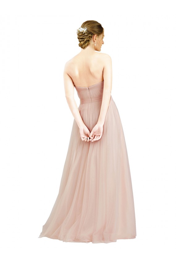 Tulle Open Back Long Sweetheart A-Line Semi Formal Dress / Bridesmaid Dress Plymouth