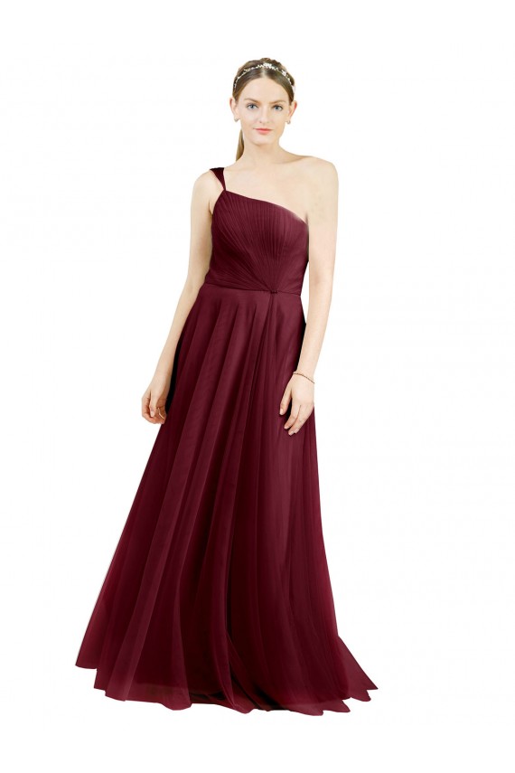 Tulle Long One Shoulder A-Line Semi Formal Evening Dress / Bridesmaid Dress Plymouth