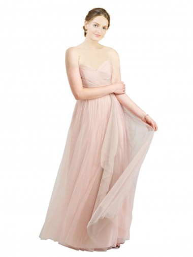 Tulle Long Sweetheart Pink A-Line Bridesmaid Dress / Evening Dress Plymouth