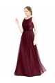 Tulle Keyhole Back Long Boat Neck A-Line Semi Formal Evening Dress / Bridesmaid Dress Plymouth