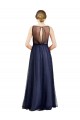 Tulle Keyhole Back Long Boat Neck A-Line Semi Formal Evening Dress / Bridesmaid Dress Plymouth