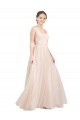 Tulle Open Back Long Scoop Neck A-Line Semi Formal Evening Dress / Bridesmaid Dress Plymouth