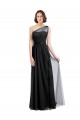 Tulle Long One Shoulder Black A-Line Bridesmaid Dress Plymouth