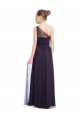 Tulle Long One Shoulder Black A-Line Bridesmaid Dress Plymouth