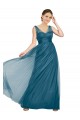 Tulle V-Back Long V-Neck Teal Green A-Line Bridesmaid Dress Plymouth