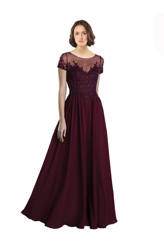Tulle & Soft Chiffon Long Jewel Neck A-Line Bridesmaid Dress Plymouth
