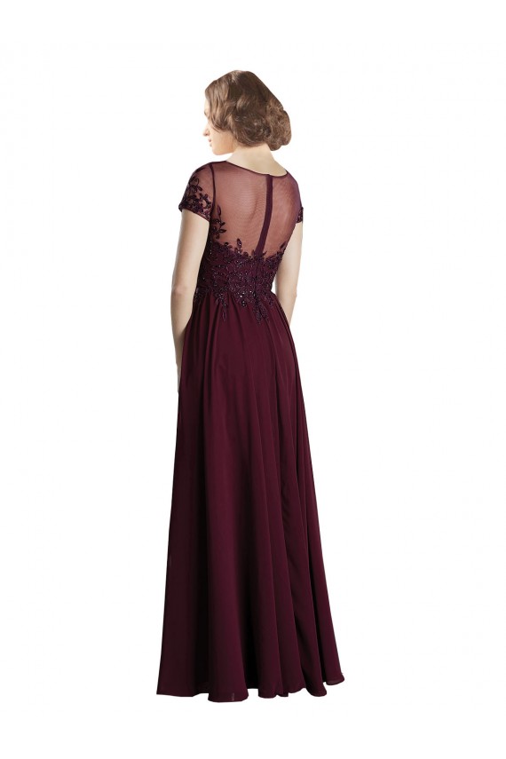 Tulle & Soft Chiffon Long Jewel Neck A-Line Bridesmaid Dress Plymouth