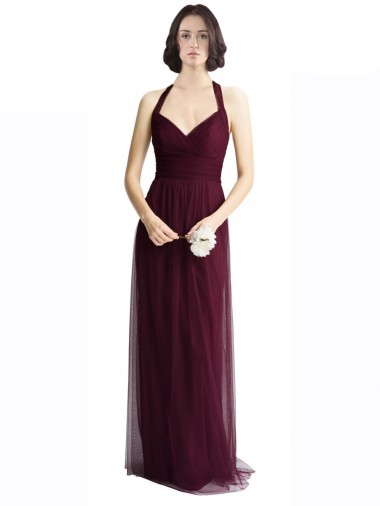 Tulle Open Back Long Halter Neck A-Line Bridesmaid Dress / Evening Dress Plymouth