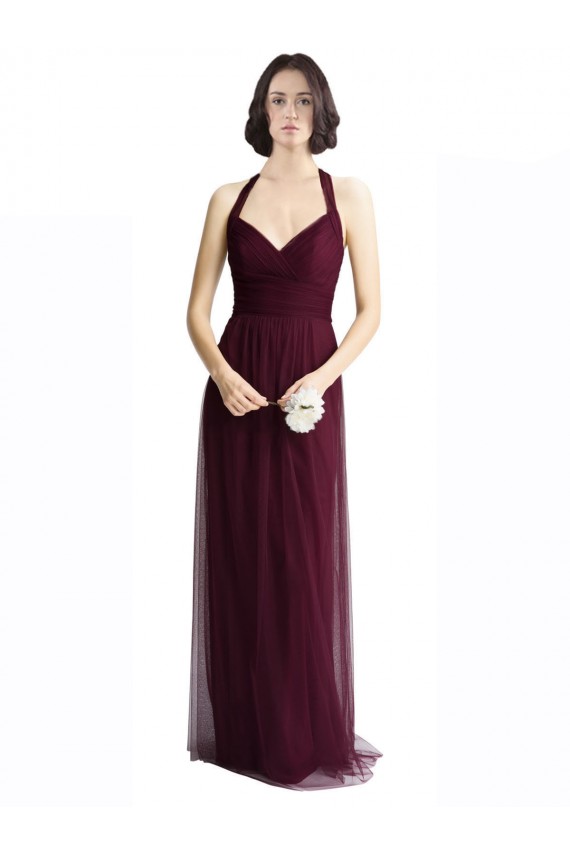 Tulle Open Back Long Halter Neck A-Line Bridesmaid Dress / Evening Dress Plymouth
