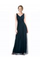Tulle Long V-Neck Blue A-Line Bridesmaid Dress Plymouth