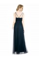 Tulle Long V-Neck Blue A-Line Bridesmaid Dress Plymouth