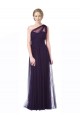 Tulle Long One Shoulder Plum A-Line Bridesmaid Dress Plymouth