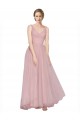 Tulle V-Back Long V-Neck Pink A-Line Bridesmaid Dress Plymouth