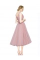 Tulle V-Back Tea Length V-Neck A-Line Bridesmaid Dress Plymouth