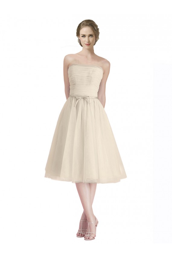 Tulle Cocktail Length Strapless A-Line Bridesmaid Dress Plymouth