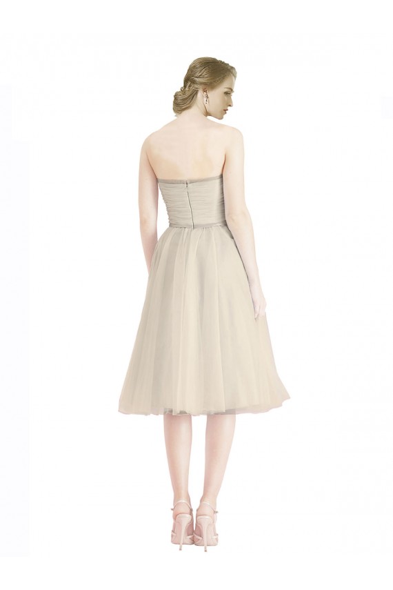 Tulle Cocktail Length Strapless A-Line Bridesmaid Dress Plymouth