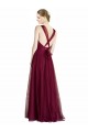 Tulle Criss Cross Open Back Long V-Neck A-Line Bridesmaid Dress Plymouth