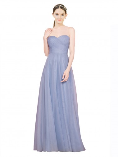 Tulle Low Back Long Sweetheart Light Sky Blue A-Line Formal Dress / Bridesmaid Dress Plymouth