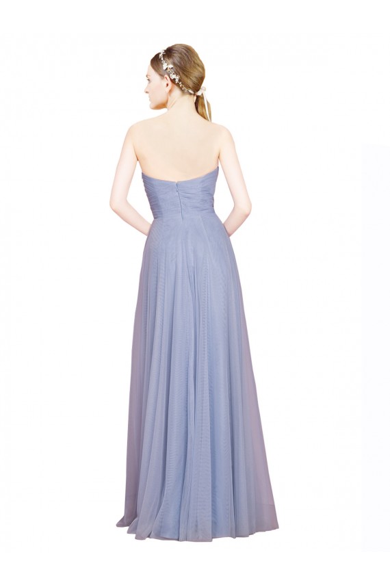Tulle Low Back Long Sweetheart Light Sky Blue A-Line Formal Dress / Bridesmaid Dress Plymouth