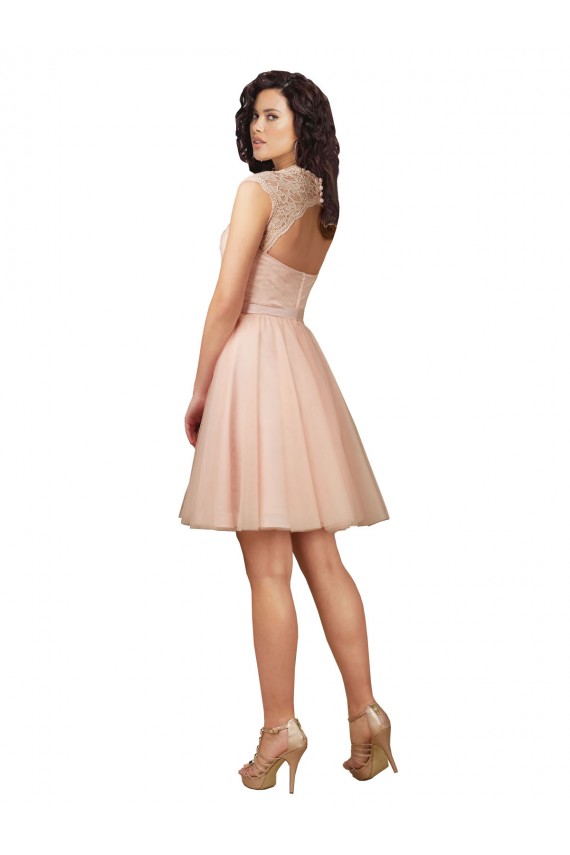 Tulle & Lace Keyhole Back Knee Length Sweetheart A-Line Bridesmaid Dress Plymouth