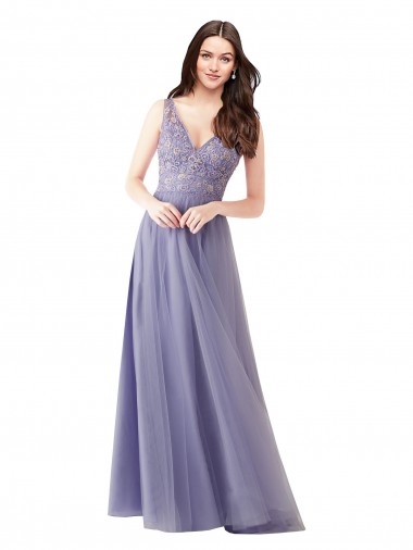 Tulle & Lace V-Back Long Sweetheart A-Line Formal Dress / Bridesmaid Dress Plymouth