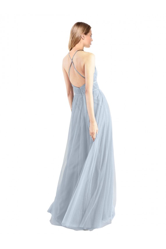 Tulle Criss Cross Back Long Halter Neck A-Line Bridesmaid Dress Plymouth
