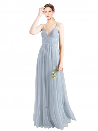Tulle Open Back Long Spaghetti Straps A-Line Evening Dress / Bridesmaid Dress Plymouth