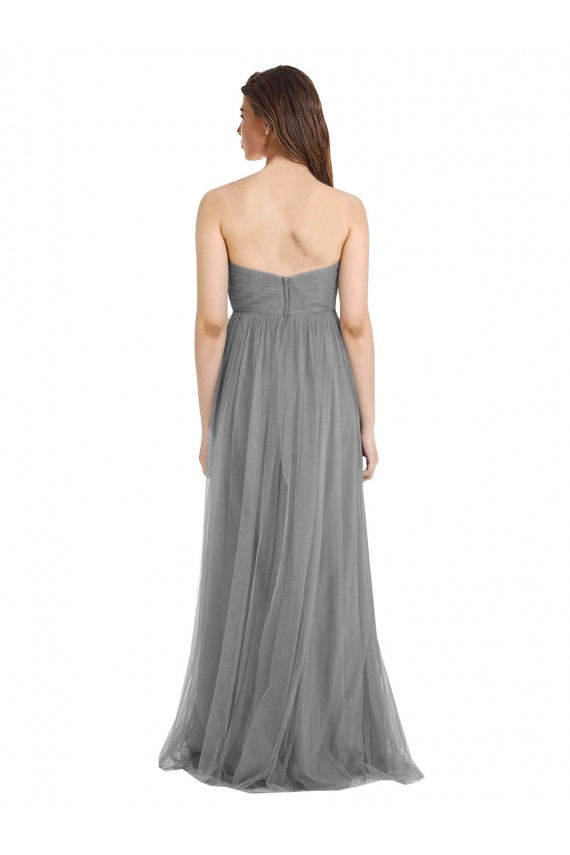 Tulle Long Sweetheart Slate Grey A-Line Bridesmaid Gown Plymouth