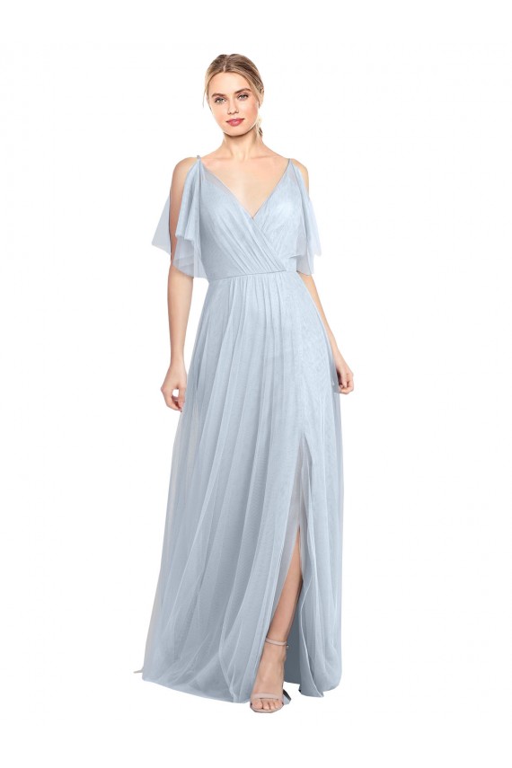 Tulle V-Back Long Spaghetti Straps A-Line Bridesmaid Dress / Evening Dress Plymouth