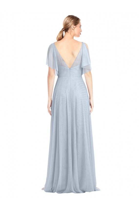 Tulle V-Back Long Spaghetti Straps A-Line Bridesmaid Dress / Evening Dress Plymouth