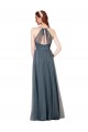 Tulle Keyhole Back Long Spaghetti Straps A-Line Bridesmaid Dress Plymouth