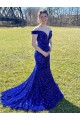 Velvet Sequin Sweep Train Off the Shoulder Sheath Prom Dress Plymouth