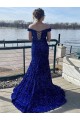 Velvet Sequin Sweep Train Off the Shoulder Sheath Prom Dress Plymouth