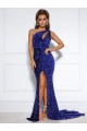 Velvet Sequin Court Train One Shoulder Mermaid Prom Dress / Evening Dress Plymouth