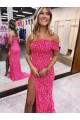 Velvet Sequin Sweep Train One Shoulder Sheath Evening Gown Plymouth