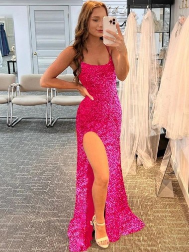 Velvet Sequin Sweep Train Spaghetti Straps Sheath Prom Dress / Evening Gown Plymouth