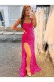Velvet Sequin Sweep Train Spaghetti Straps Sheath Prom Dress / Evening Gown Plymouth