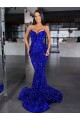 Velvet Sequin Sweep Train Spaghetti Straps Mermaid Evening Gown / Prom Dress Plymouth