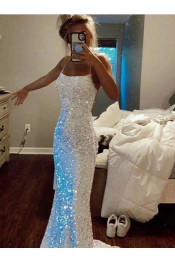 Velvet Sequin Sweep Train Spaghetti Straps Sheath Evening Dress Plymouth